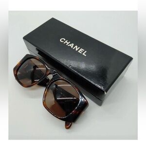 CHANEL Brown Sunglasses with Black Case
